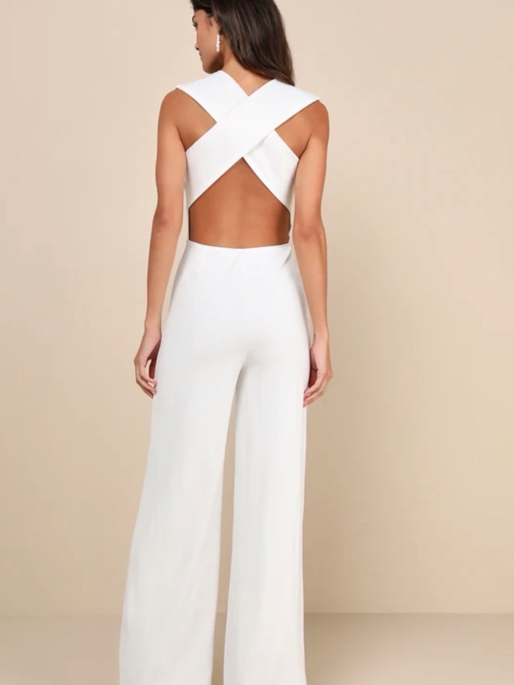 Lulus Thinking Out Loud White Backless Jumpsuit - Picture 2 of 4